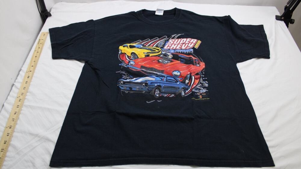 Gildan T-Shirt Super Chevy Show Tour 2011 Mens XL Black Crew Neck Short Sleeve